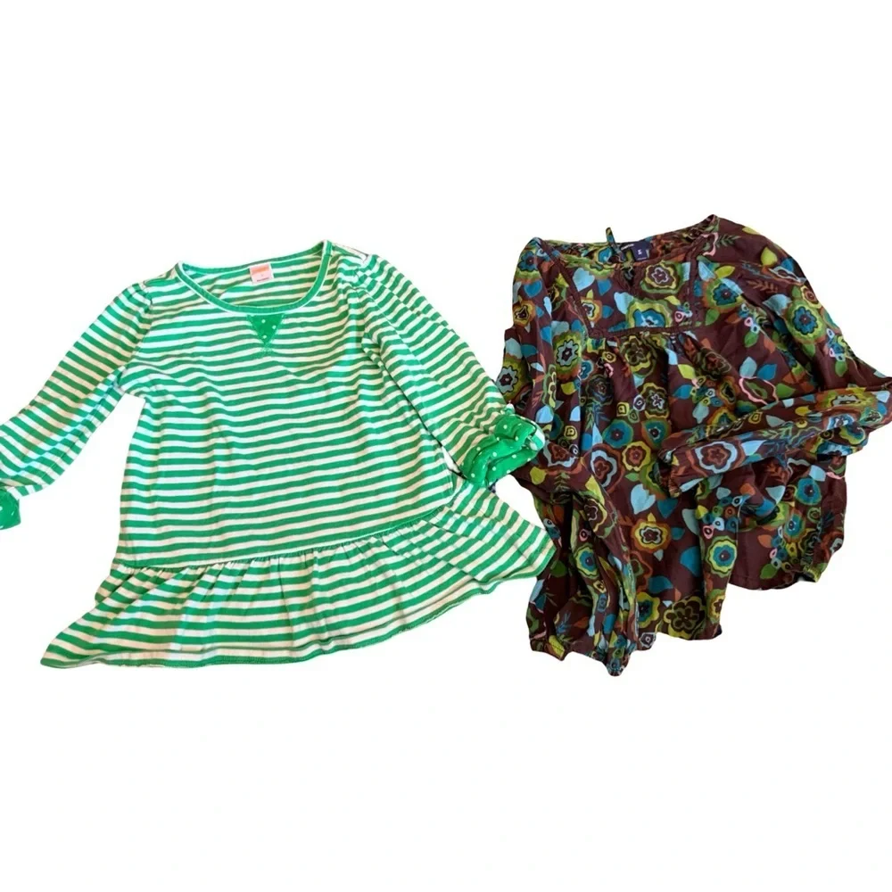 2 Girls Tops – Size 8, Floral & Stripes (Gap & Gymboree)